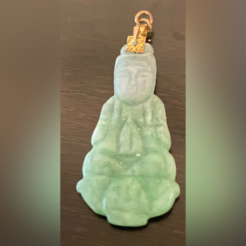 Vintage Green Jade / Jadeite Buddha Pendant | Spiritual Protection Amulet - Picture 6 of 6